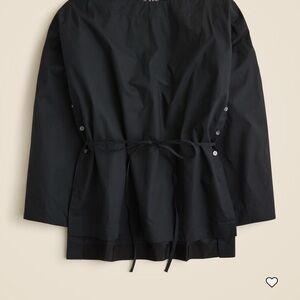 J. Crew Ceil Cotton Poplin Black Long Sleeve Top with removable Waist Tie